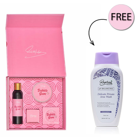 Raghad Delicious Body Set - Bubble Gum+Free Raghad Organics Ph Balancing Delicate Private Area Wash Unscented 240ml