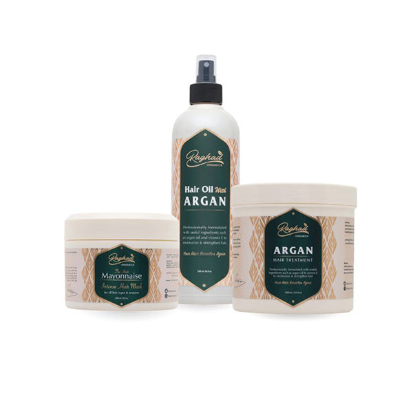 Raghad Organics Hair Package  + Free Touch Me Rose Body Scrub 30ml + Free Hammam Soap 50ml