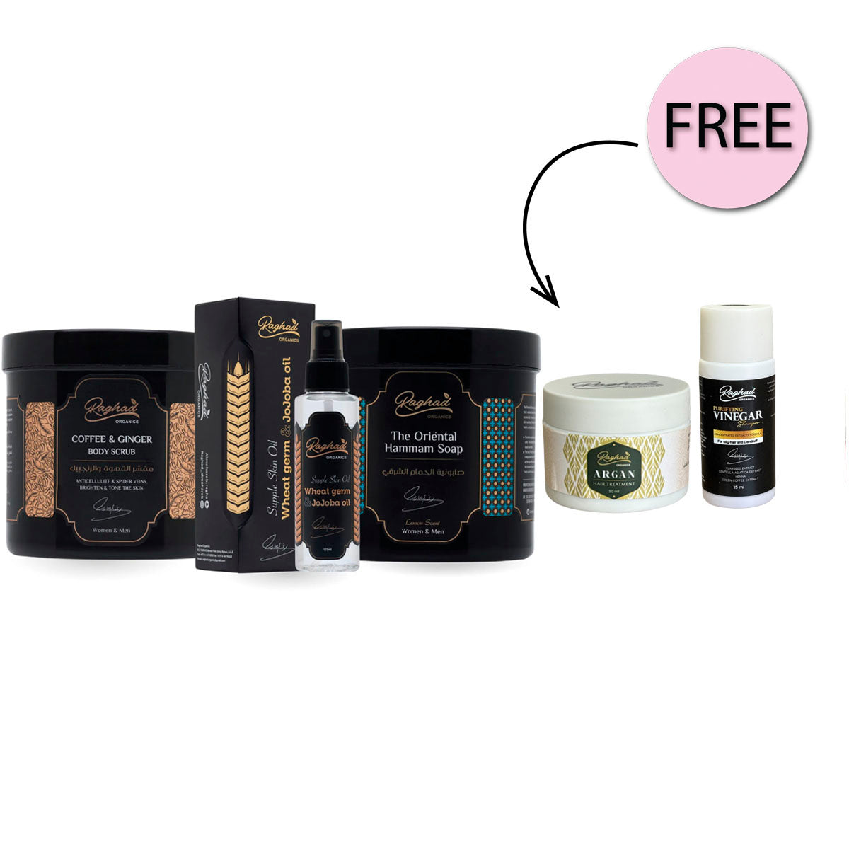 Raghad Organics Bride Package + Free Argan Hair Treatment 50ml + Free Vinger Shampoo 15ml