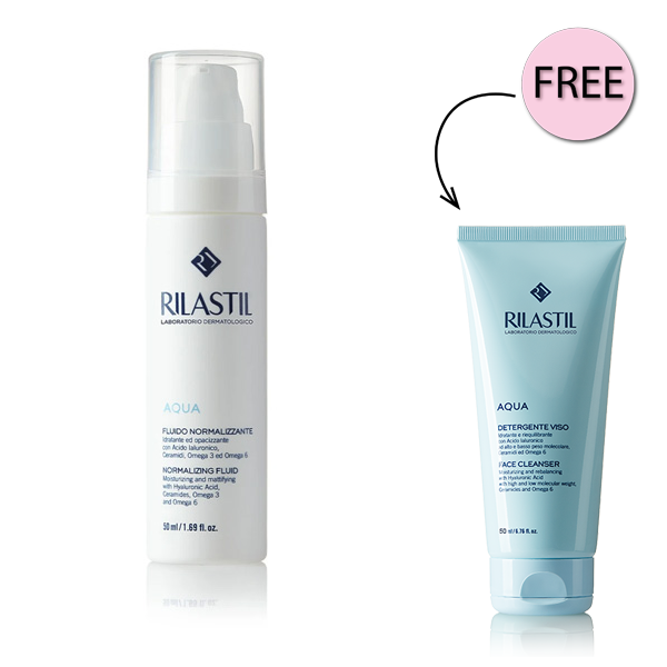 Rilastil Aqua Normalizing Fluid 50ml + Free Rilastil Aqua Cleanser 50 Ml