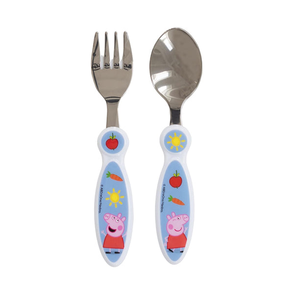 Stor 2 Pcs Elliptical Metallic Cutlery Set Peppa Pig