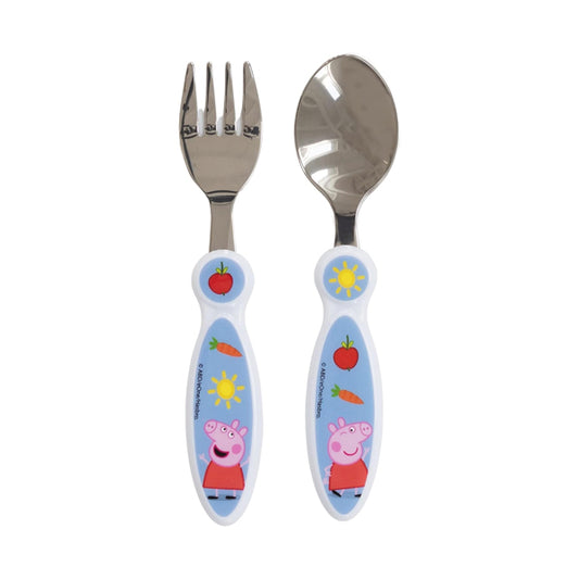 Stor 2 Pcs Elliptical Metallic Cutlery Set Peppa Pig