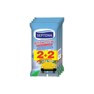 Septona Kids On The Go Antibacterial Wipes 15 Pcs 2+2