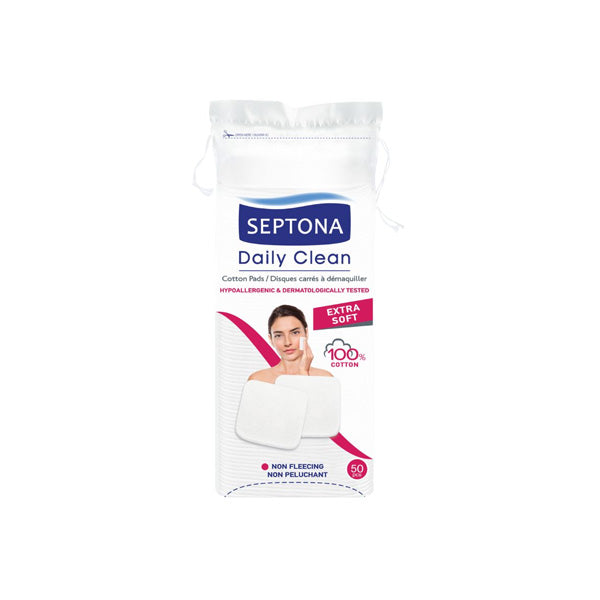 Septona Square Cotton Pads 50 Pcs سبتونا قطن مربع للتنظيف اليومي عدد