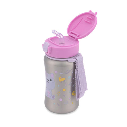 Skip Hop Besties Squad Stainless Steel Straw Bottle - Cat