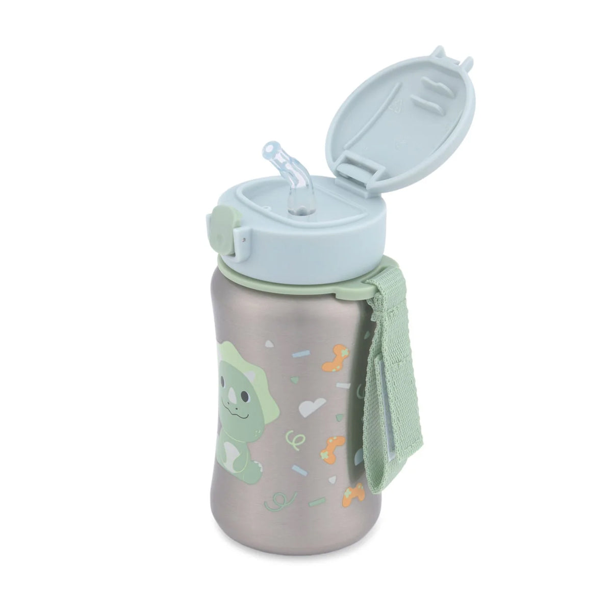 Skip Hop Besties Squad Stainless Steel Straw Bottle - Dino