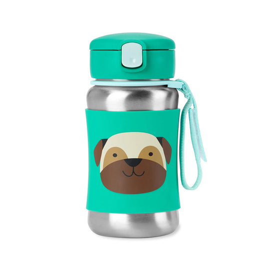 Skip Hop Zoo Stainless Steel Insulated Water Straw Bottle - Pug