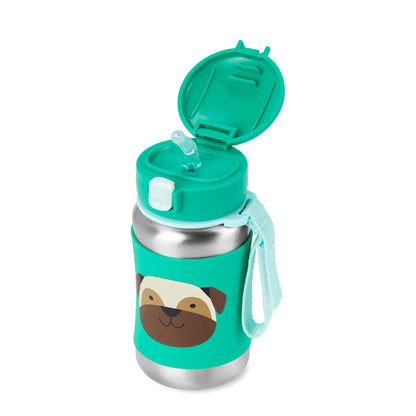 Skip Hop Zoo Stainless Steel Insulated Water Straw Bottle - Pug