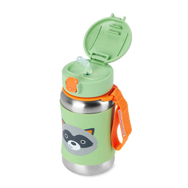 Skip Hop Zoo Stainless Steel Insulated Water Straw Bottle - Raccoon