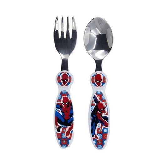 Stor 2 Pcs Elliptical Metallic Cutlery Set Spiderman Arachnid Grid