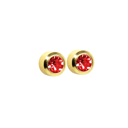 Studex Gold Plated Bezel Setting With 3mm July Ruby Crystal Ear Piercing Stud