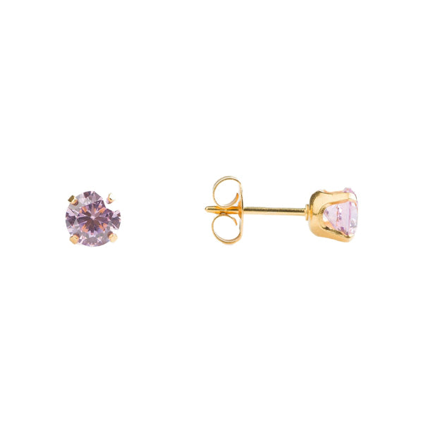 Studex Gold Plated Cz Pink Sterilized Ear Studs