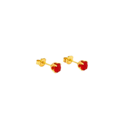 Studex Gold Plated Jul Ruby Stud Earrings, 5mm