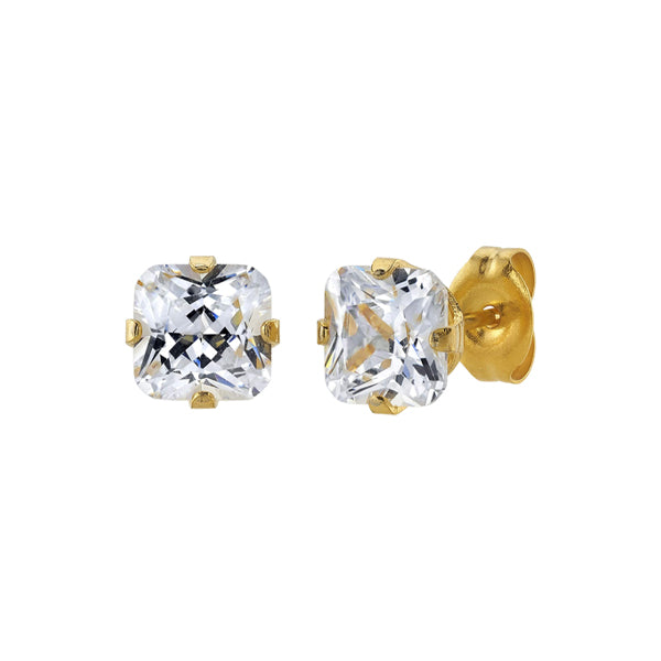 Studex Gold Plated Princess Cut Sterilized Ear Studs, 4mm