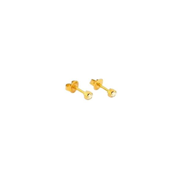 Studex Gold Plated Prong Setting With 3mm Ab Crystal Ear Piercing Stud