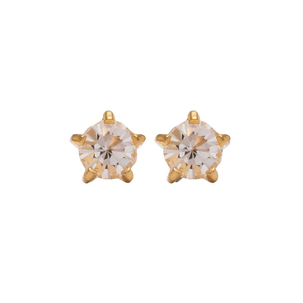 Studex Gold Plated Prong Setting With 3mm April Crystal Ear Piercing Stud