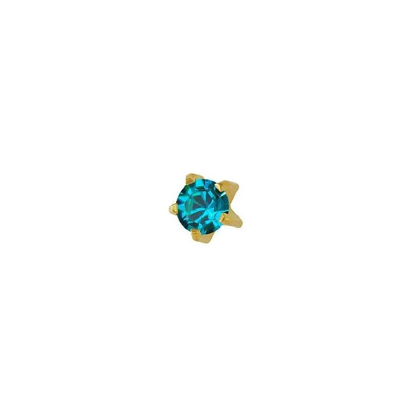 Studex Gold Plated Prong Setting With 3mm Blue Zircon Crystal Ear Piercing Stud