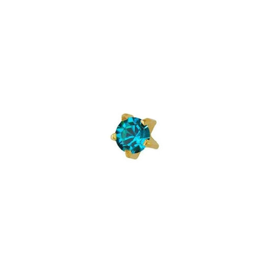 Studex Gold Plated Prong Setting With 3mm Blue Zircon Crystal Ear Piercing Stud