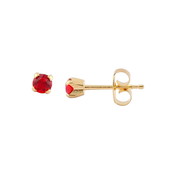 Studex Gold Plated Prong Setting With 3mm July Ruby Crystal Ear Piercing Stud