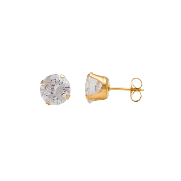 Studex Gold Sensitive Cubic Zirconia Stud Earrings, 8mm