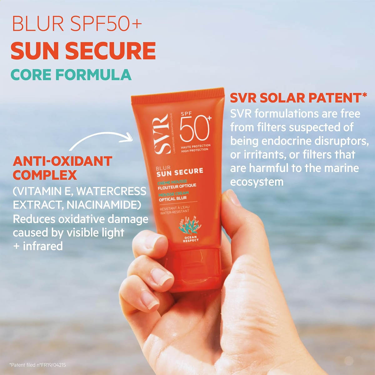 Svr Sun Secure Blur Optical Mousse Cream 50ml Spf50+ + Free Svr Bag