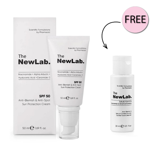 The NewLab Anti Blemish & Anti Spot Sun Protection Cream 50 Spf 50ml + Free Cleanser 30ml