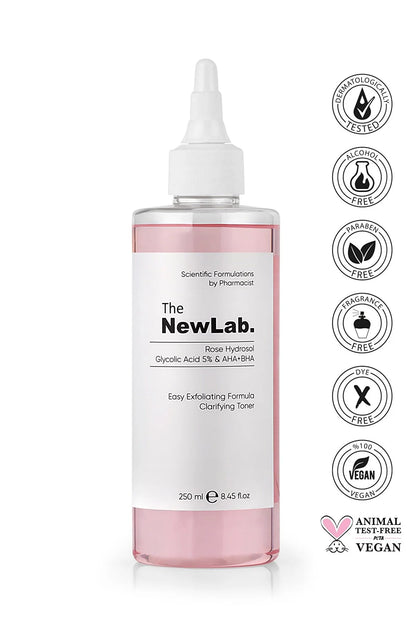 The NewLab Glycolic Acid 5% + AHA + BHA Clarifying Toner 250ml