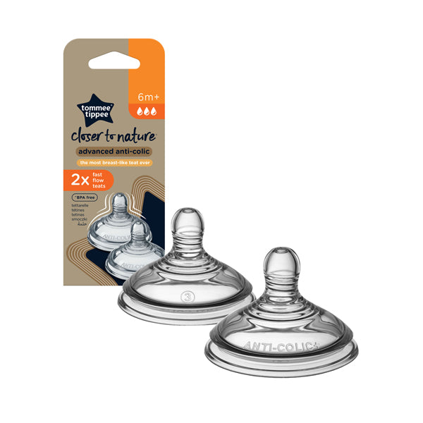 حلمة تومي تيبي المتقدمة المضادة للمغص ذات التدفق السريع 2x حلمة تومي تيبي المتقدمة المضادة للمغص ذات التدفق السريع 2x