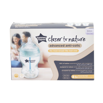 Tommee Tippee Closer To Nature Advanced Anti Colic 3x260ml Slow Flow Kit