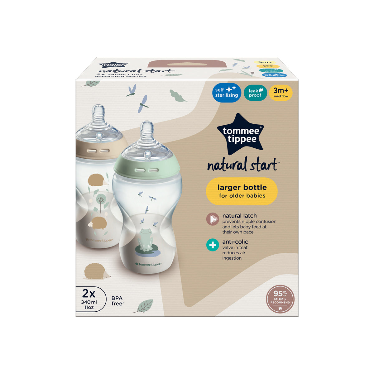 Tommee Tippee Natural Start Pond feeding Medium Flow Bottle 2X 340ml Tommee Tippee Natural Start Pond feeding Medium Flow Bottle 2X 340ml
