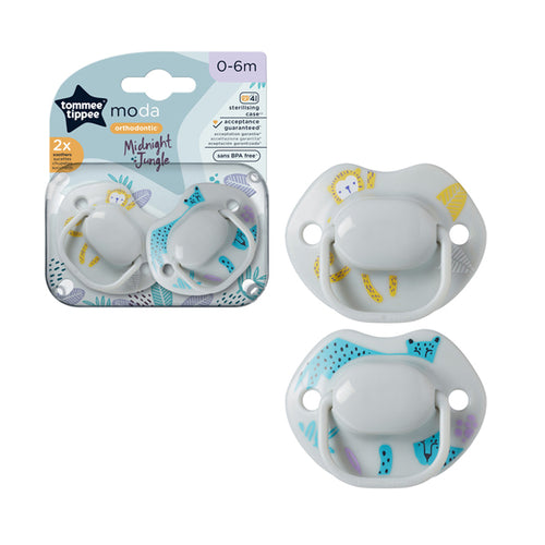 Tommee Tippee Moda Midnight Jungle Soother Pack Of 2 (0-6M)