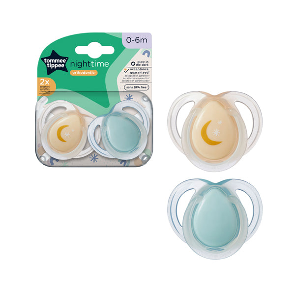 Tommee Tippee Night Time Soother Pack Of 2 (0-6M)