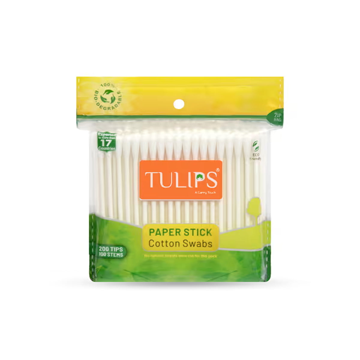 Tulips Paper Stick Cotton Buds 100pcs Zip Pack