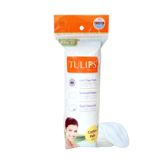 Tulips Round Facial Cotton Pads In A Ziplock Bag 50pcs