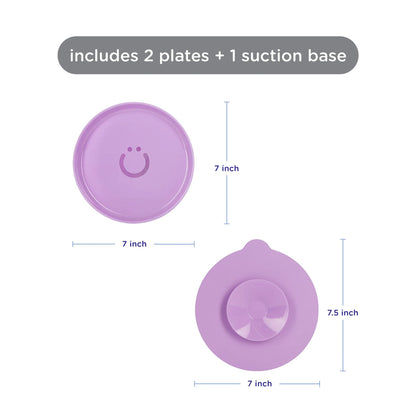 Ubbi 2-Plate Set With Suction Base - Purple