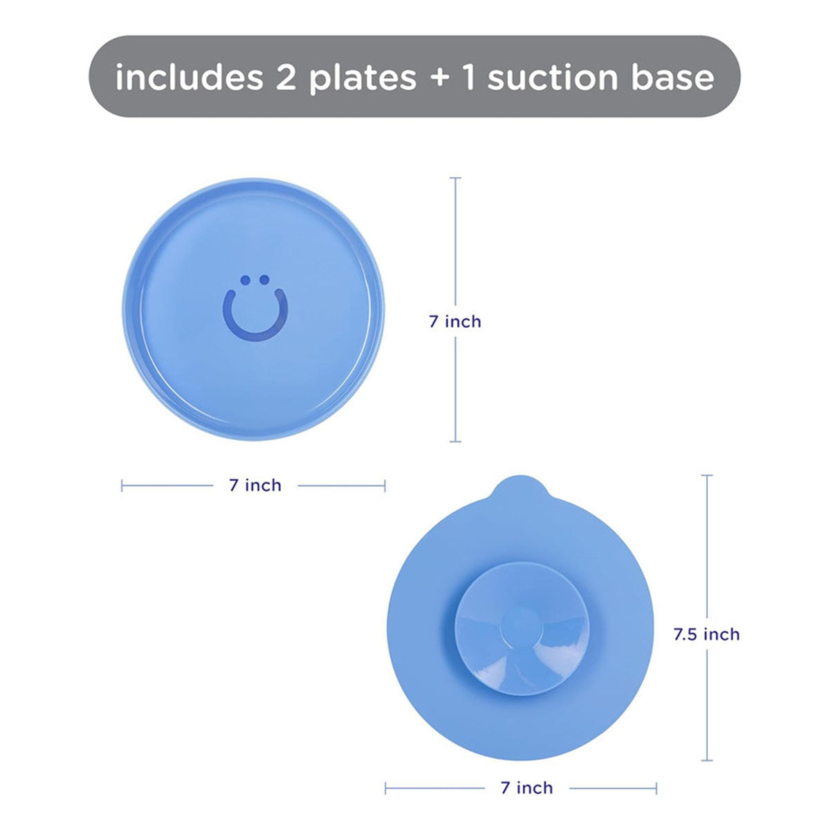 Ubbi 2-Plate Set With Suction Base - Blue