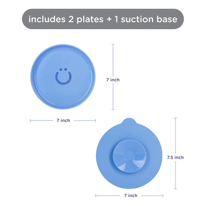 Ubbi 2-Plate Set With Suction Base - Blue