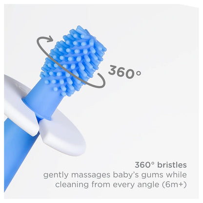Ubbi Silicone Training Toothbrush Set With Case - Blue