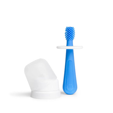 Ubbi Silicone Training Toothbrush Set With Case - Blue