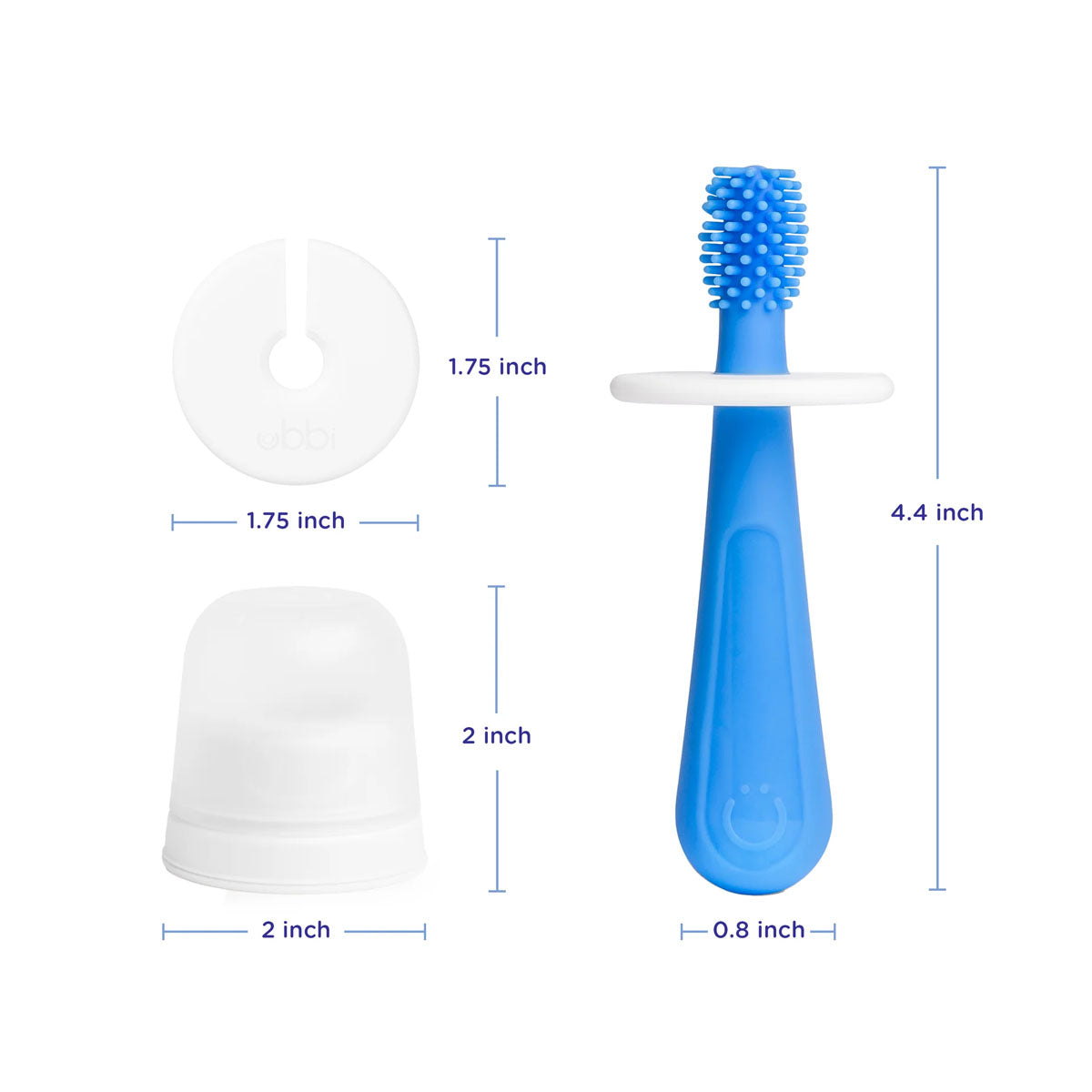 Ubbi Silicone Training Toothbrush Set With Case - Blue