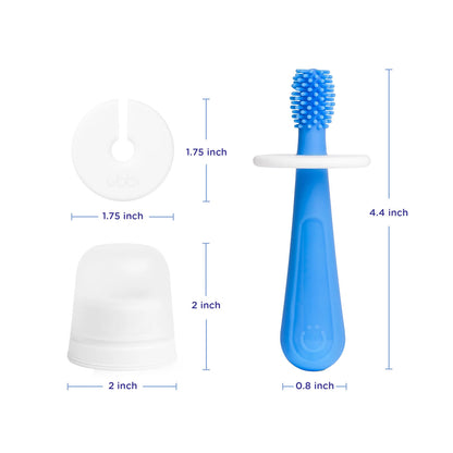 Ubbi Silicone Training Toothbrush Set With Case - Blue