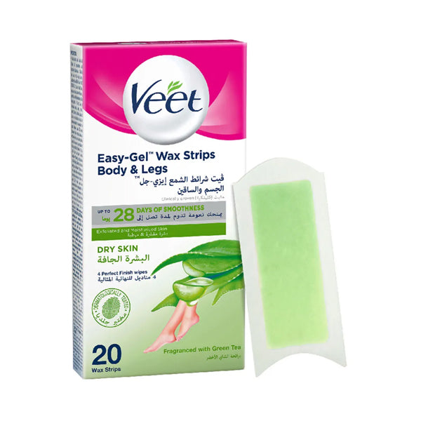 VEET EASY GEL WAX STRIPS BODY AND LEGS DRY SKIN