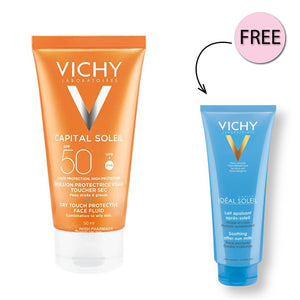 VICHY MATTIFYING FACE FLUID DRY TOUCH SPF 50 + FREE VICHY IDEAL SOLEIL AFTER SUN 100ML