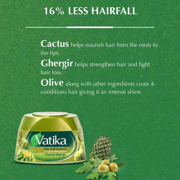 Vatika Hair Fall Control Styling Hair Cream Cactus, Ghergir & Olive 140ml