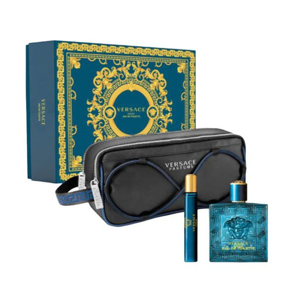 Versace Eros Edt 100ml + EDT 10ml + Bag Gift Set For Men