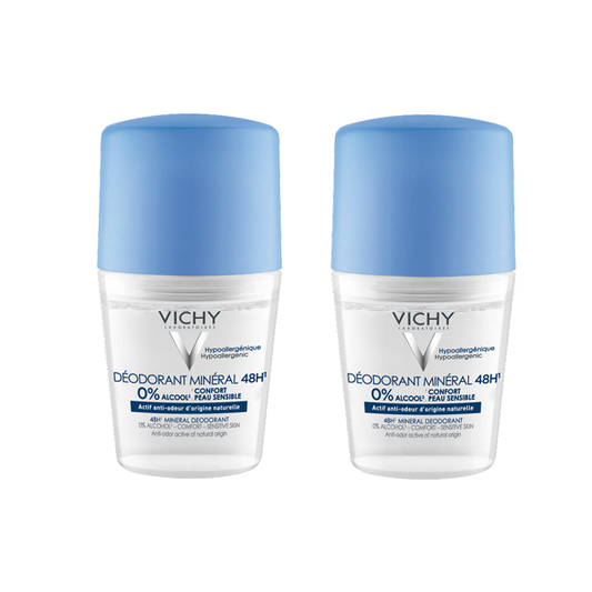 Vichy Mineral 48h Deodorant 0% Alcohol 50ml Two Pieces 