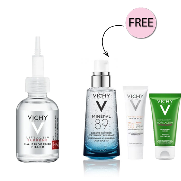 Vichy Liftactiv Supreme H.a. Epidermic Filler Serum 30ml + Free Mineral 89 Hyaluronic Acid 50ml + Free Uv Age 50 Spf 15ml + Free Normaderm 50ml