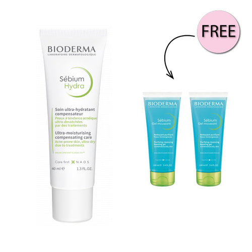 Bioderma Sebium Hydra Moisturizer Cream 40ml + Free Two Sebium Gel Moussant 8ml
