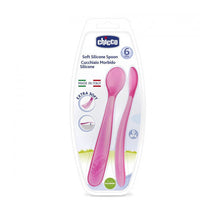 Load image into Gallery viewer, CHICCO SOFT SILICON SPOON BI- PACK 6M+