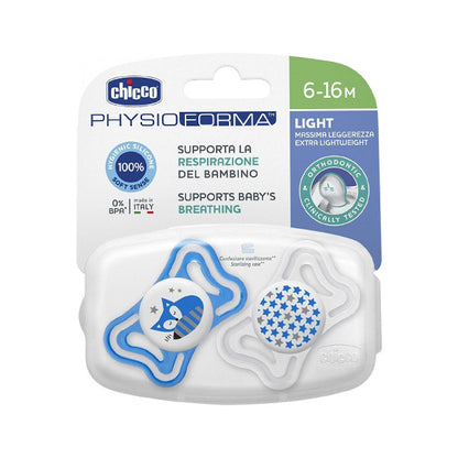 CHICCO SOOTHER PHYSIO LIGHT 6-16M SIL 2 PC